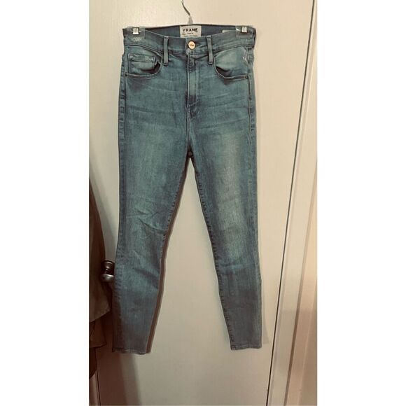 FRAME HIGH RISE CIGARETTE LIGHT WASH JEANS SIZE  25 - Picture 1 of 11